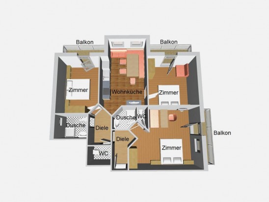 Planzeichnung der Ferienwohnung Entfellner in Flachau